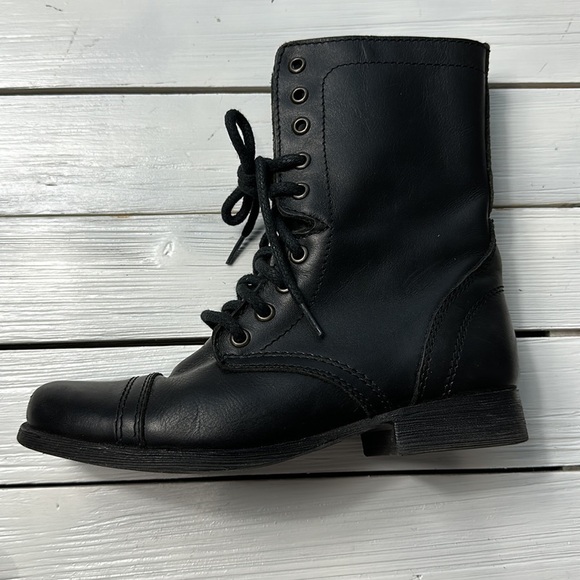 Steve Madden Troopa Combat Boots Black Leather size 6 - Picture 4 of 11